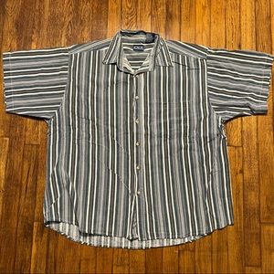 Honors S/S Button Shirt Vintage Striped Size XL Green 100% Cotton